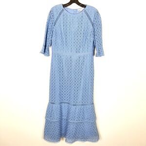 Boden Blue Lace Lana Midi Dress Eyelet Cotton 8R